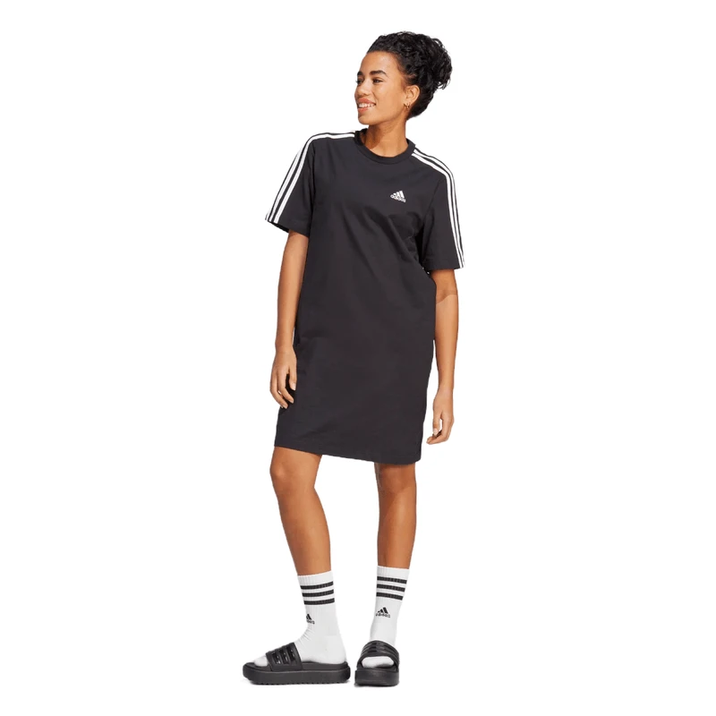 Adidas Essentials 3-Stripes Single Jersey Boyfriend Tee Dress - Women's 2 Adidas Essentials 3-Stripes Single Jersey Boyfriend Tee Dress - Women's - Image 2